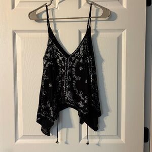 Free People Black and Silver Embellished Tank